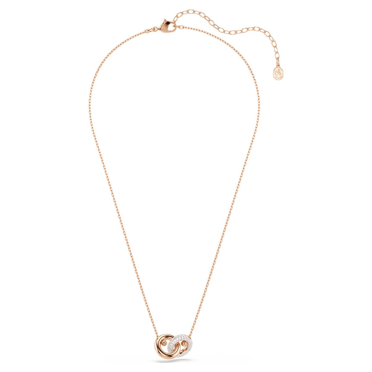 Swarovski Dextera pendant Round cut, White, 18K rose gold finish