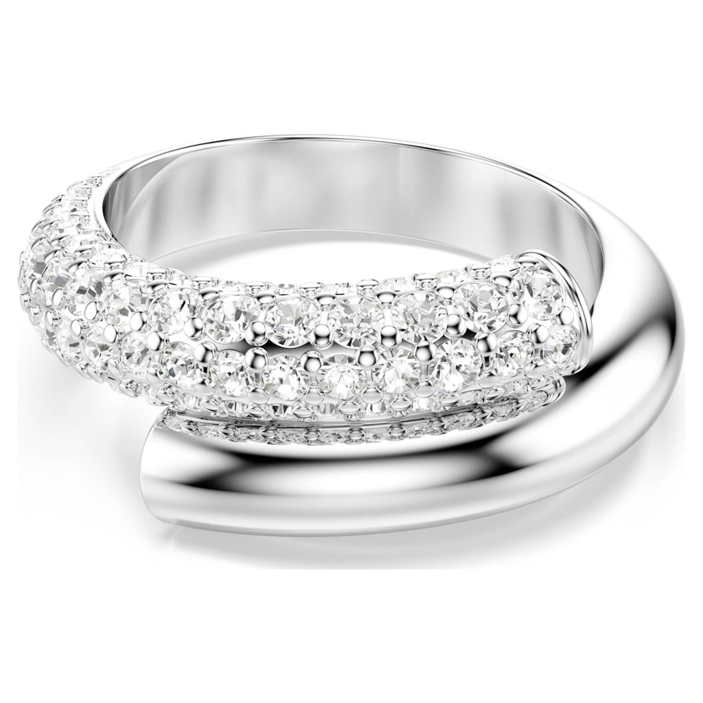 Swarovski Dextera ring with white accents and rhodium plating