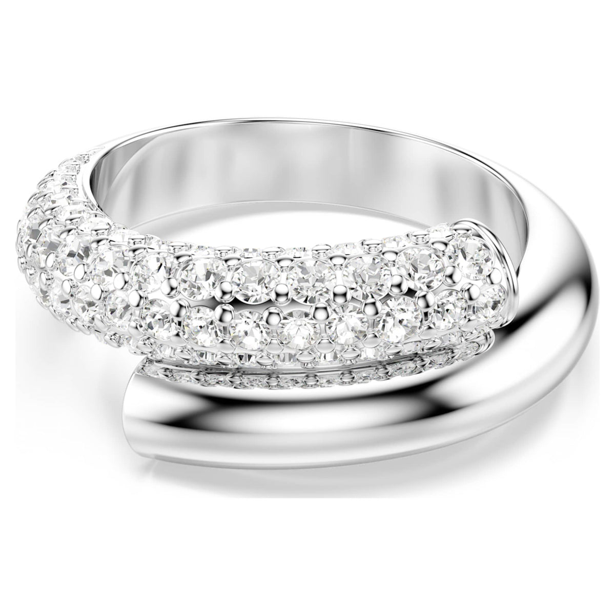 Swarovski Dextera ring with white accents and rhodium plating