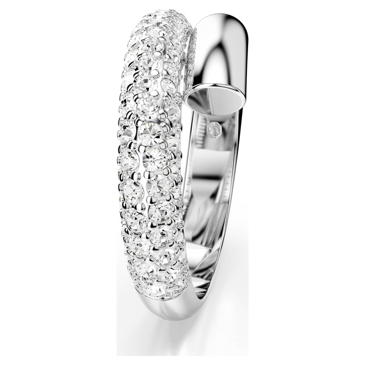 Swarovski Dextera ring with white accents and rhodium plating