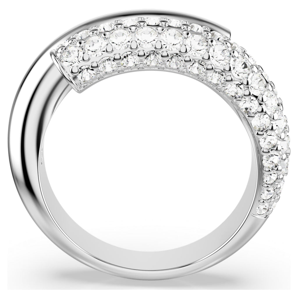 Swarovski Dextera ring with white accents and rhodium plating
