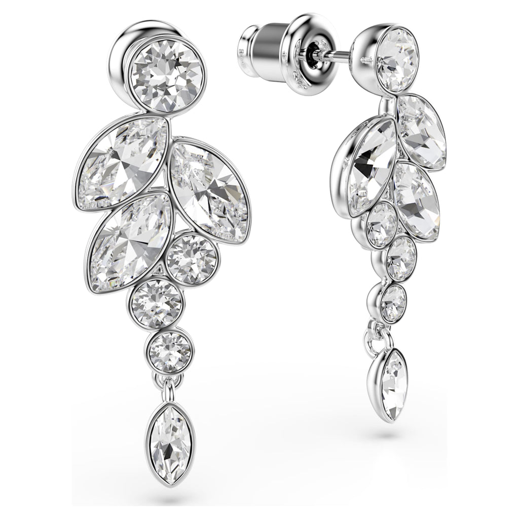 Swarovski Diapason drop earrings with white mixed-cut accents and rhodium plating