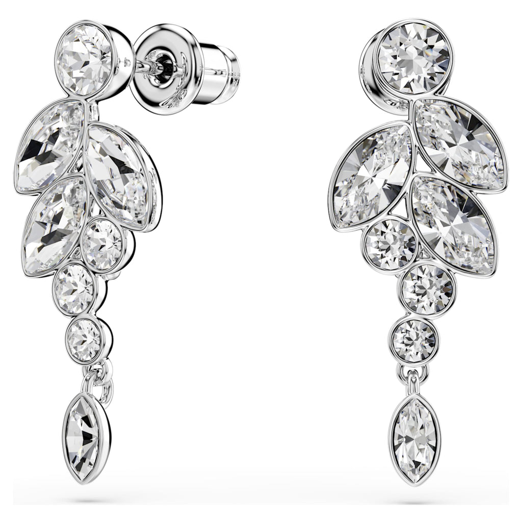 Swarovski Diapason drop earrings with white mixed-cut accents and rhodium plating