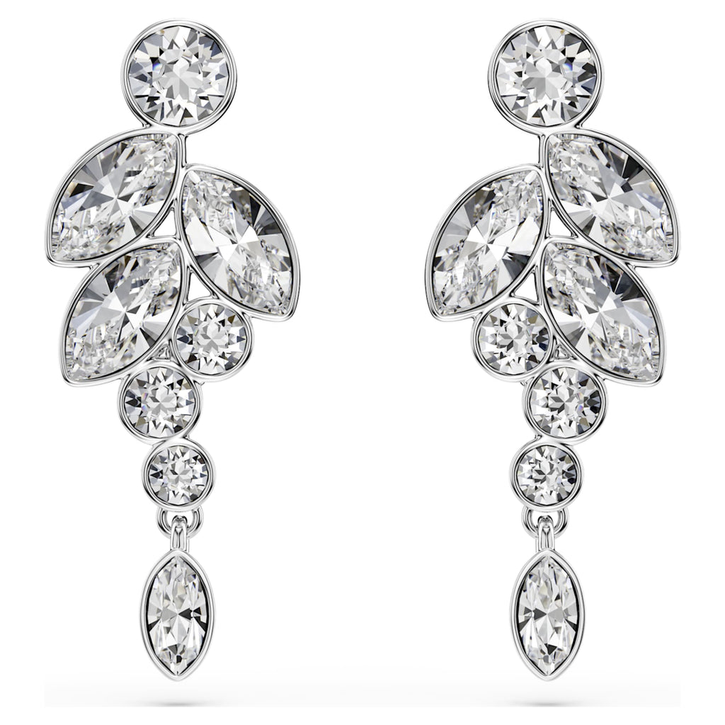 Swarovski Diapason drop earrings with white mixed-cut accents and rhodium plating