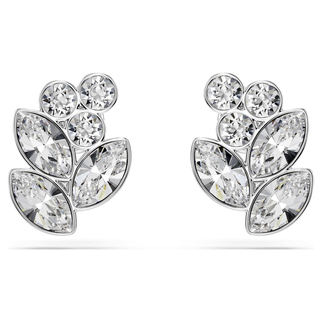 Swarovski Diapason stud earrings with white mixed-cut accents and rhodium plating