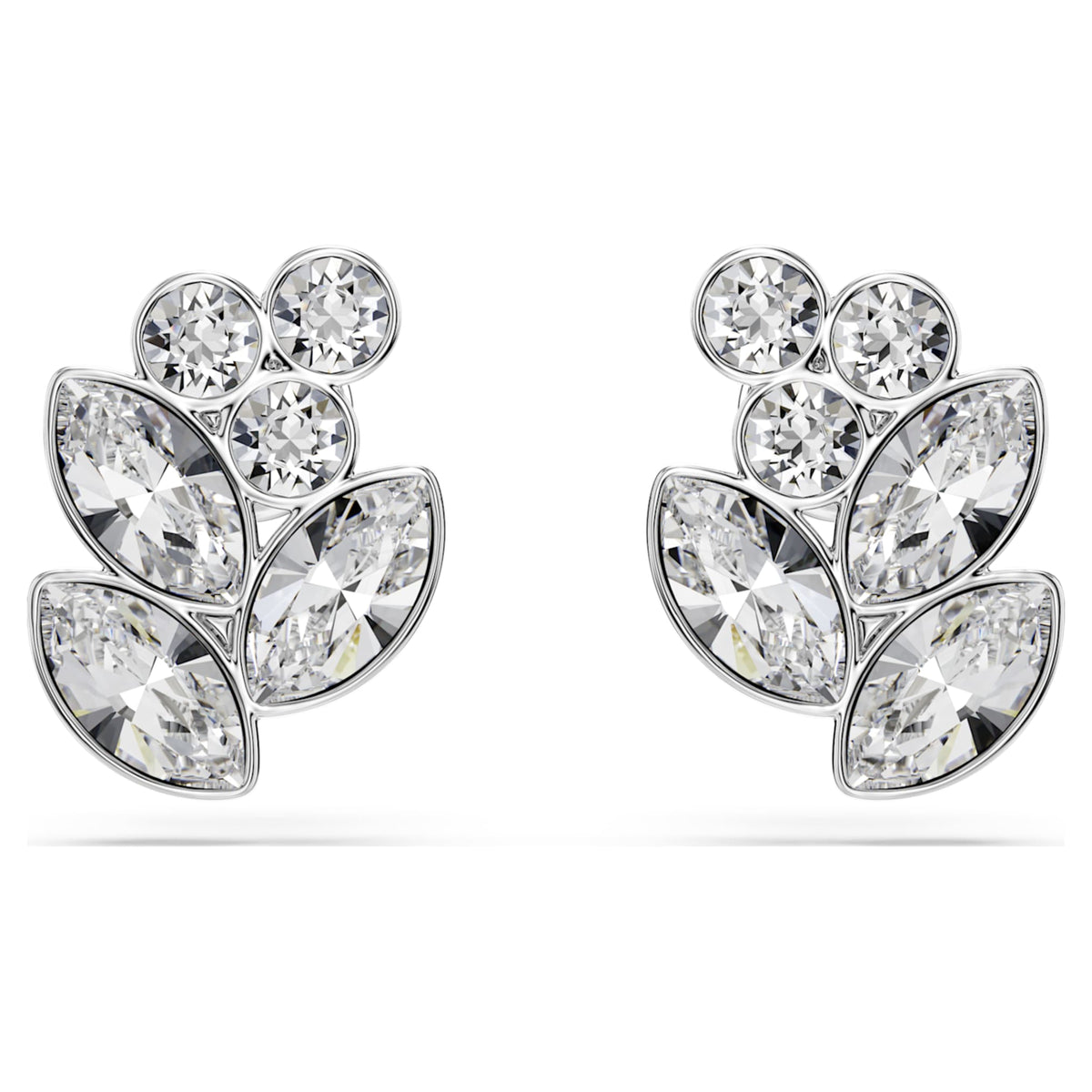Swarovski Diapason stud earrings with white mixed-cut accents and rhodium plating