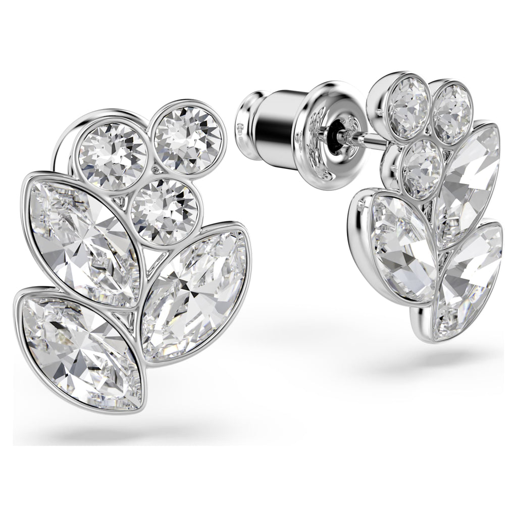 Swarovski Diapason stud earrings with white mixed-cut accents and rhodium plating