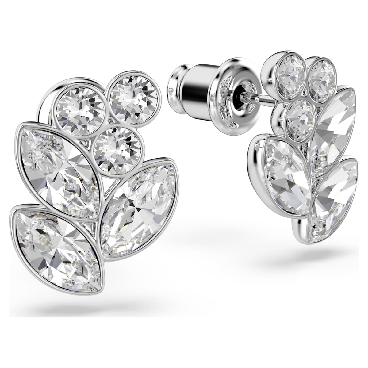 Swarovski Diapason stud earrings with white mixed-cut accents and rhodium plating