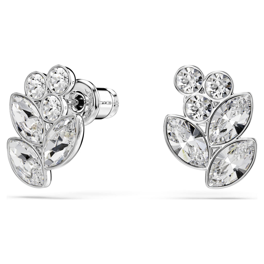 Swarovski Diapason stud earrings with white mixed-cut accents and rhodium plating