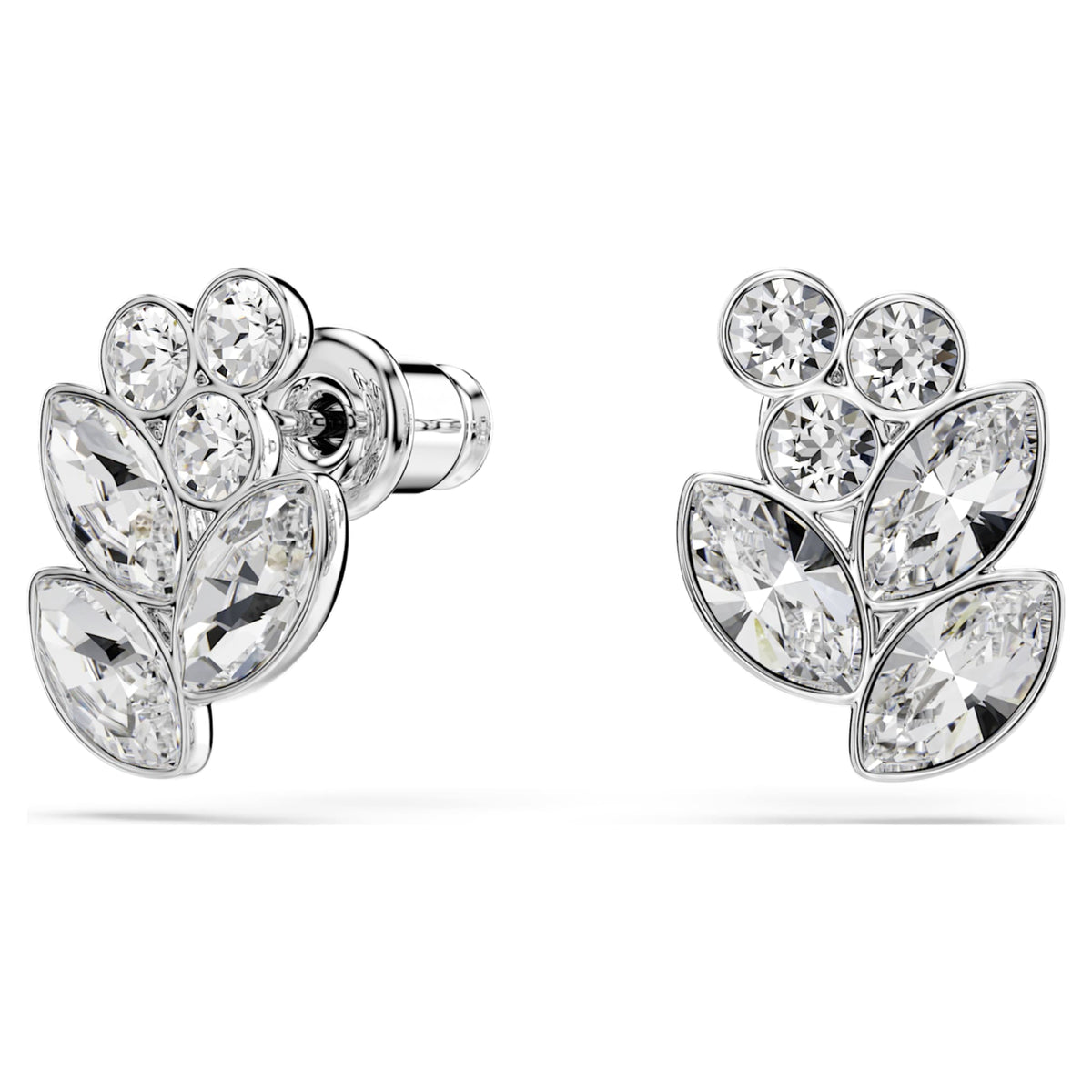 Swarovski Diapason stud earrings with white mixed-cut accents and rhodium plating