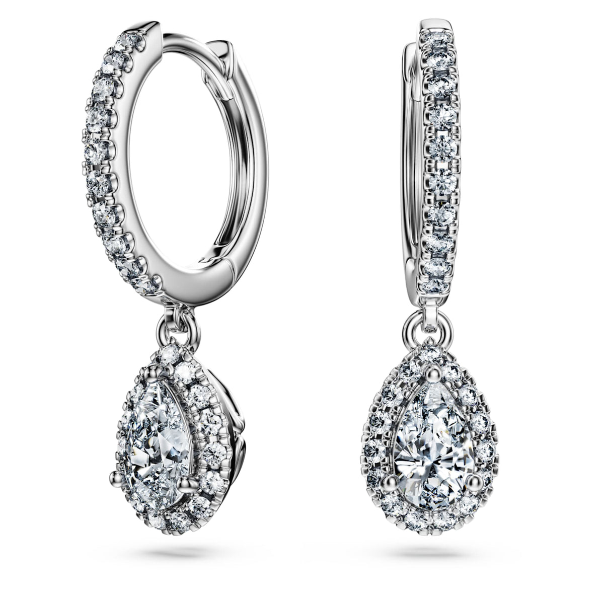Swarovski Eternity drop earrings Lab-grown diamonds 1.25 ct tw, Pear shape, 14K white gold