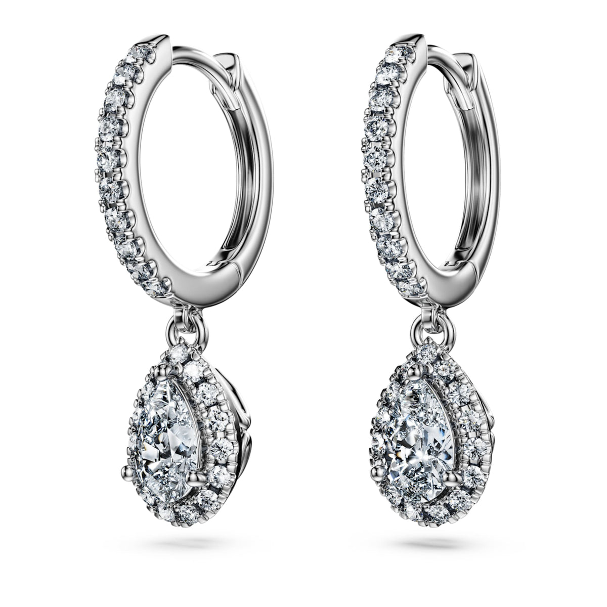 Swarovski Eternity drop earrings Lab-grown diamonds 1.25 ct tw, Pear shape, 14K white gold