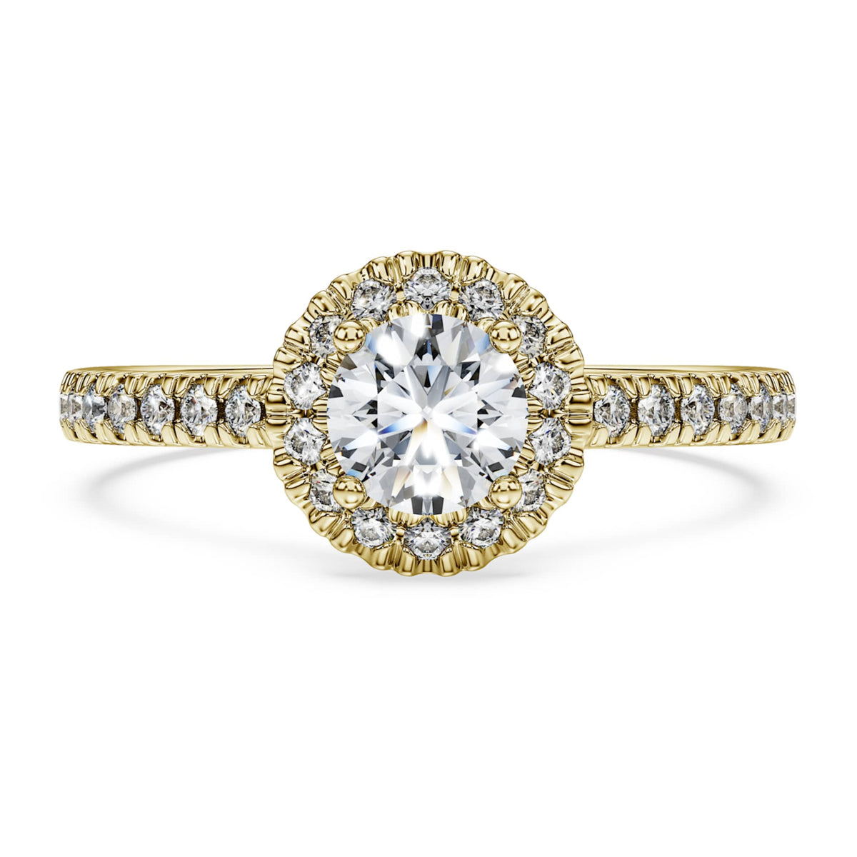Swarovski Eternity halo solitaire ring Lab-grown diamonds 0.8 ct tw, Round shape, White, 14K yellow gold