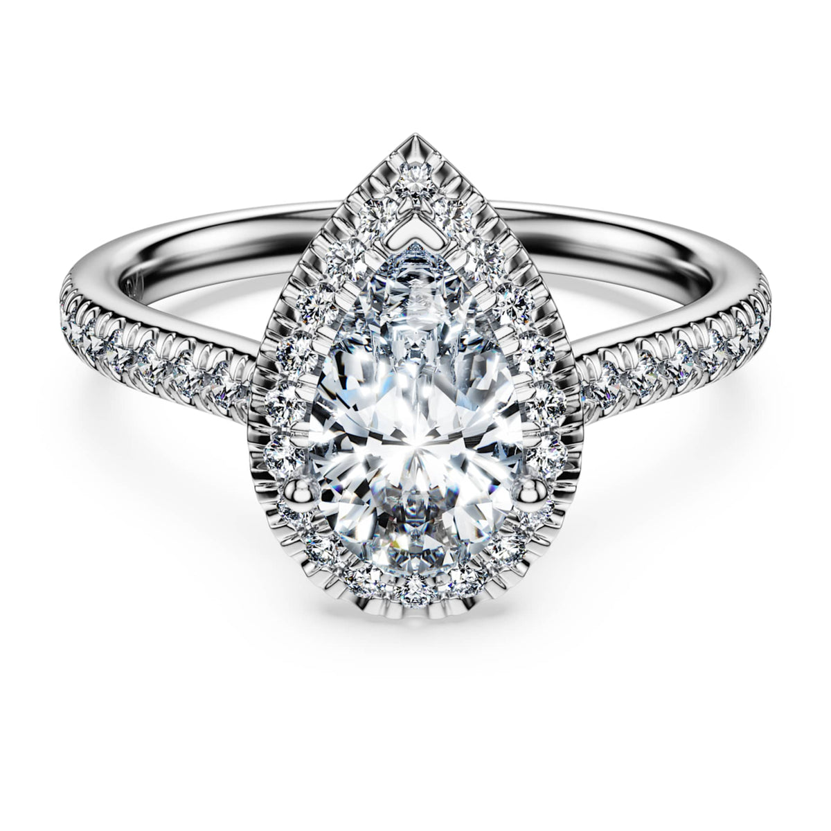 Swarovski Eternity halo solitaire ring Lab-grown diamonds 1.3 ct tw, Pear shape, 14K white gold
