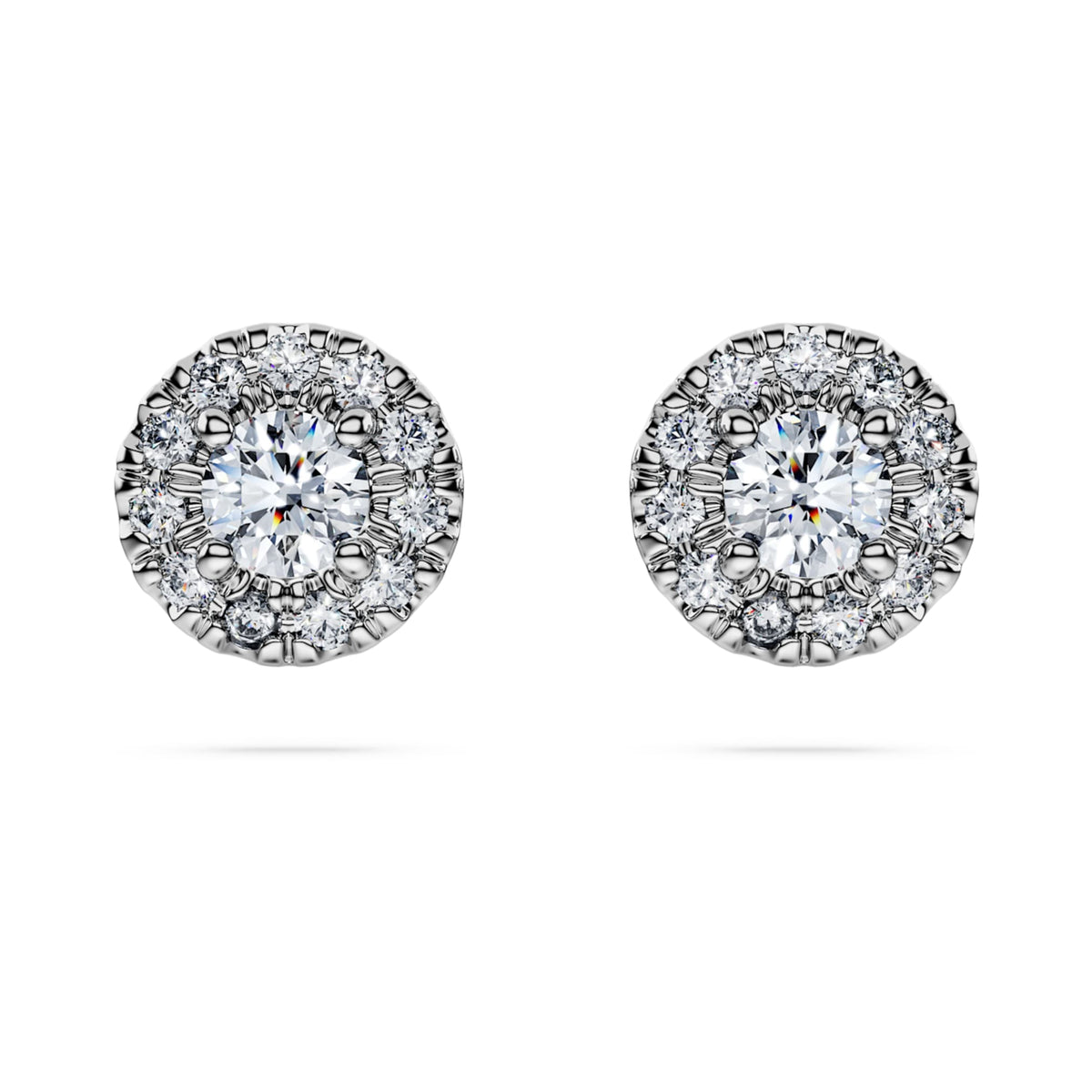 Swarovski Eternity halo stud earrings Lab-grown diamonds 0.45 ct tw, Round shape, Sterling silver