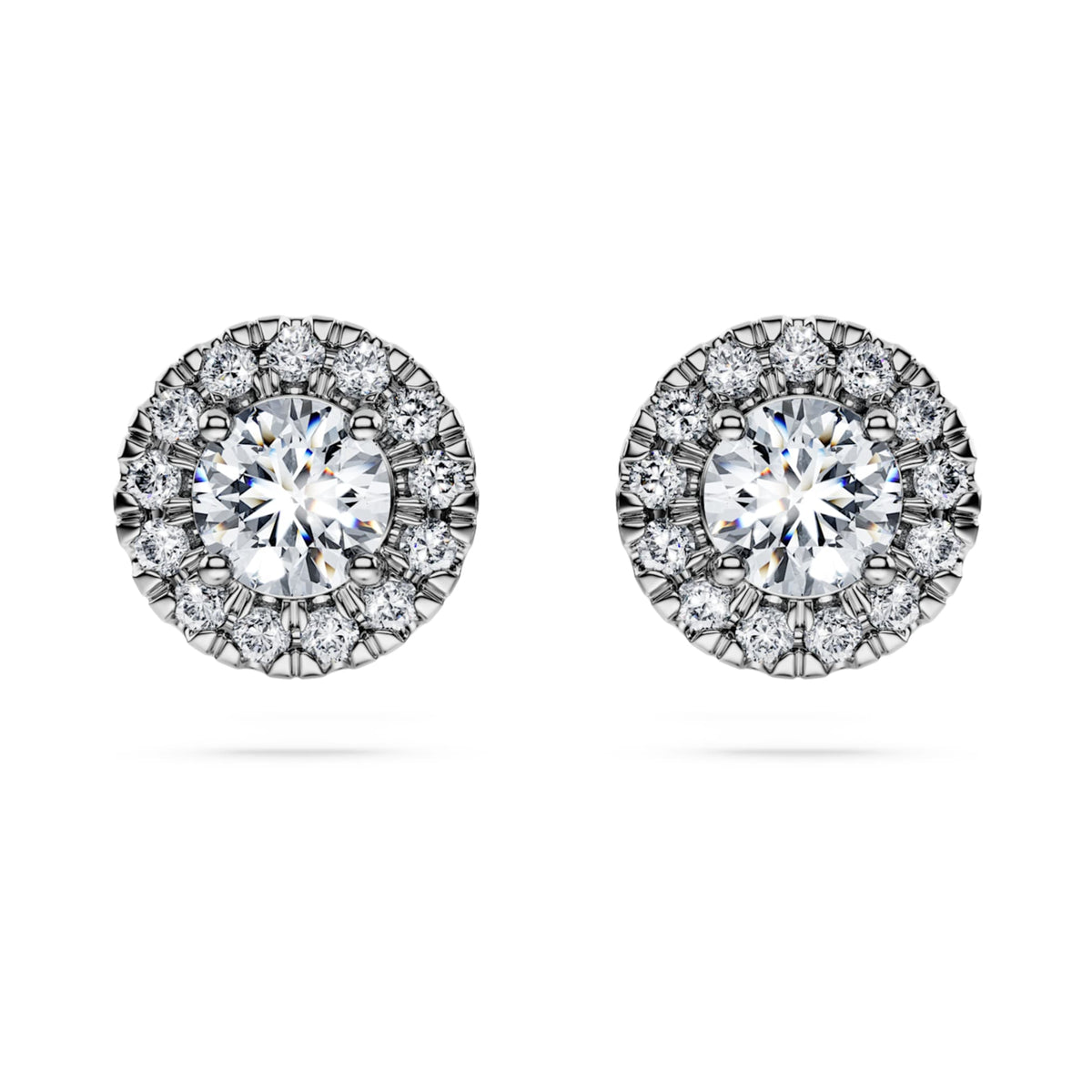Swarovski Eternity halo stud earrings Lab-grown diamonds 0.75 ct tw, Round shape, 14K white gold