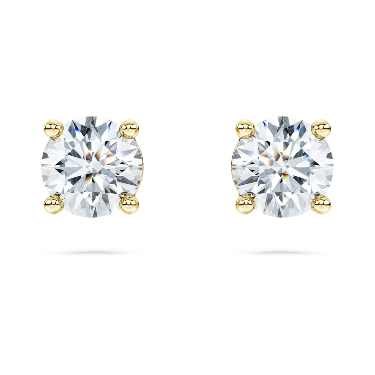 Swarovski Eternity solitaire stud earrings Lab-grown diamonds 1 ct tw, Round shape, 14K yellow gold