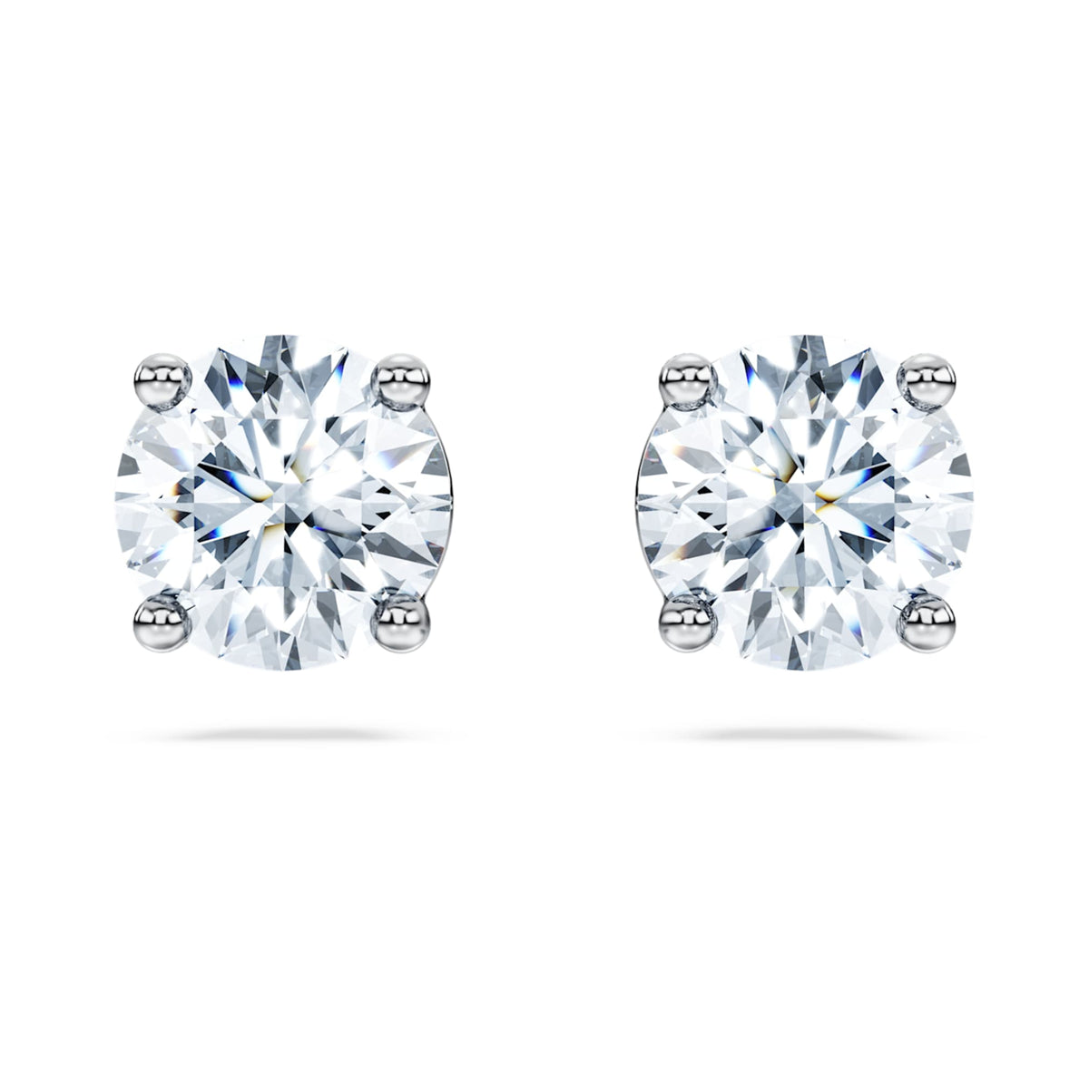 Swarovski Eternity solitaire stud earrings Lab-grown diamonds 2 ct tw, Round shape, 14K white gold