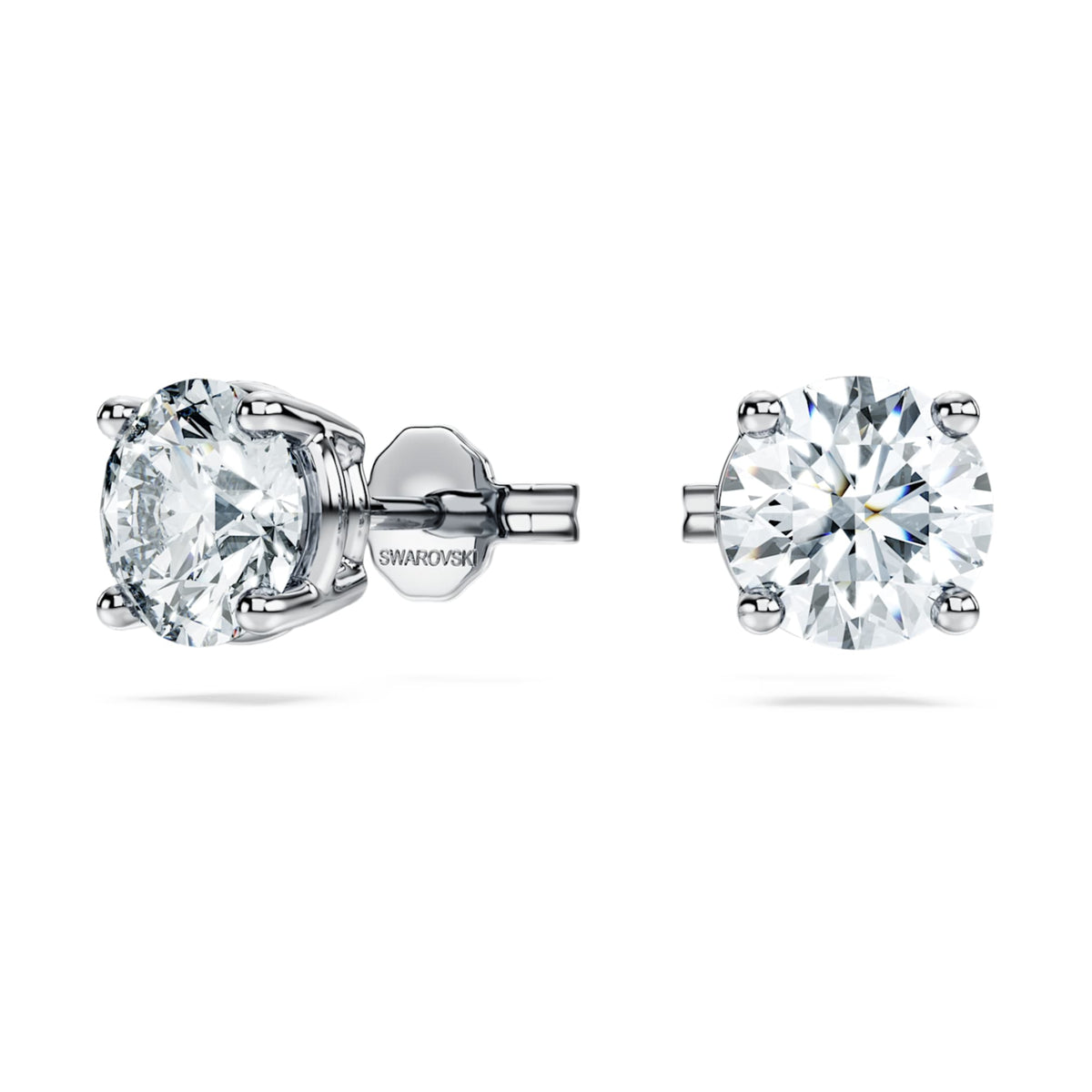 Swarovski Eternity solitaire stud earrings Lab-grown diamonds 2 ct tw, Round shape, 14K white gold