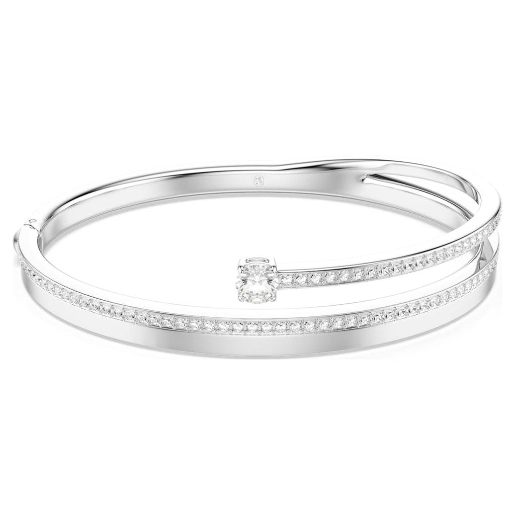 Swarovski Fresh bangle with white round-cut accents and rhodium plating