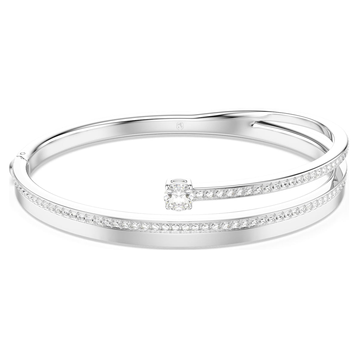 Swarovski Fresh bangle with white round-cut accents and rhodium plating