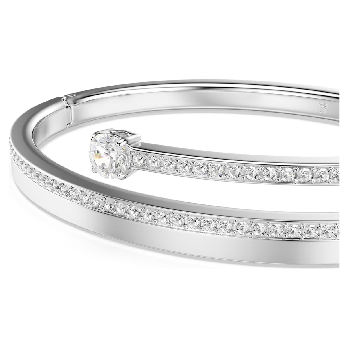 Swarovski Fresh bangle with white round-cut accents and rhodium plating
