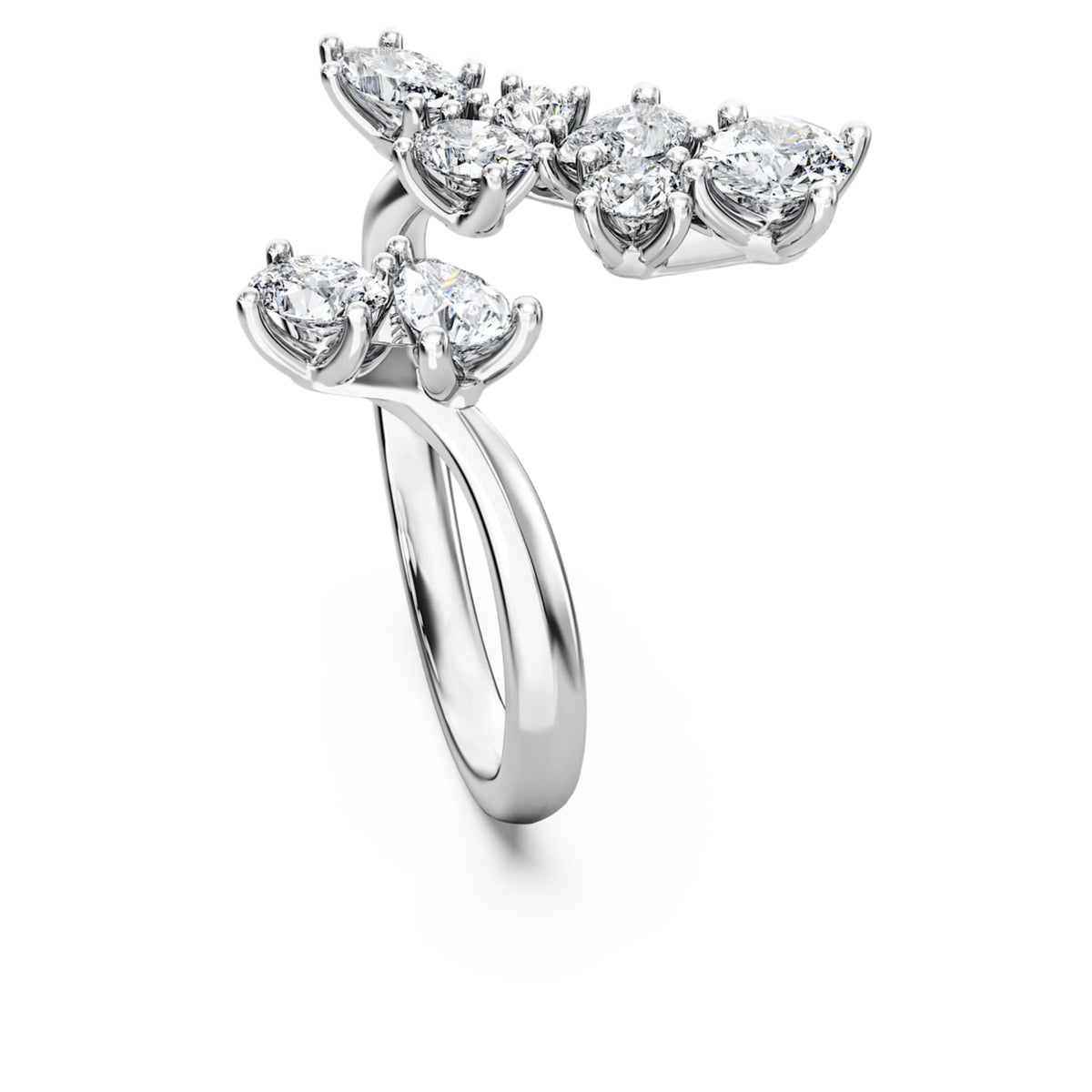 Swarovski Galaxy bypass ring Lab-grown diamonds 1.25 ct tw, Mixed shapes, 14K white gold