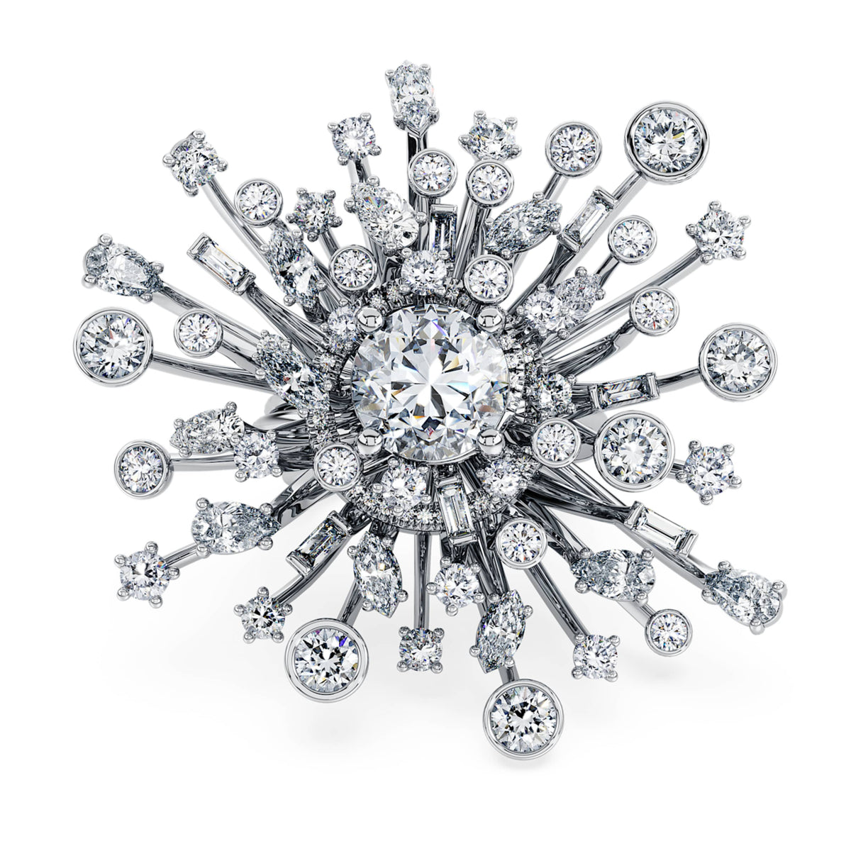 Swarovski Galaxy ring Lab-grown diamonds 9.5 ct tw, Mixed shapes, 18K white gold