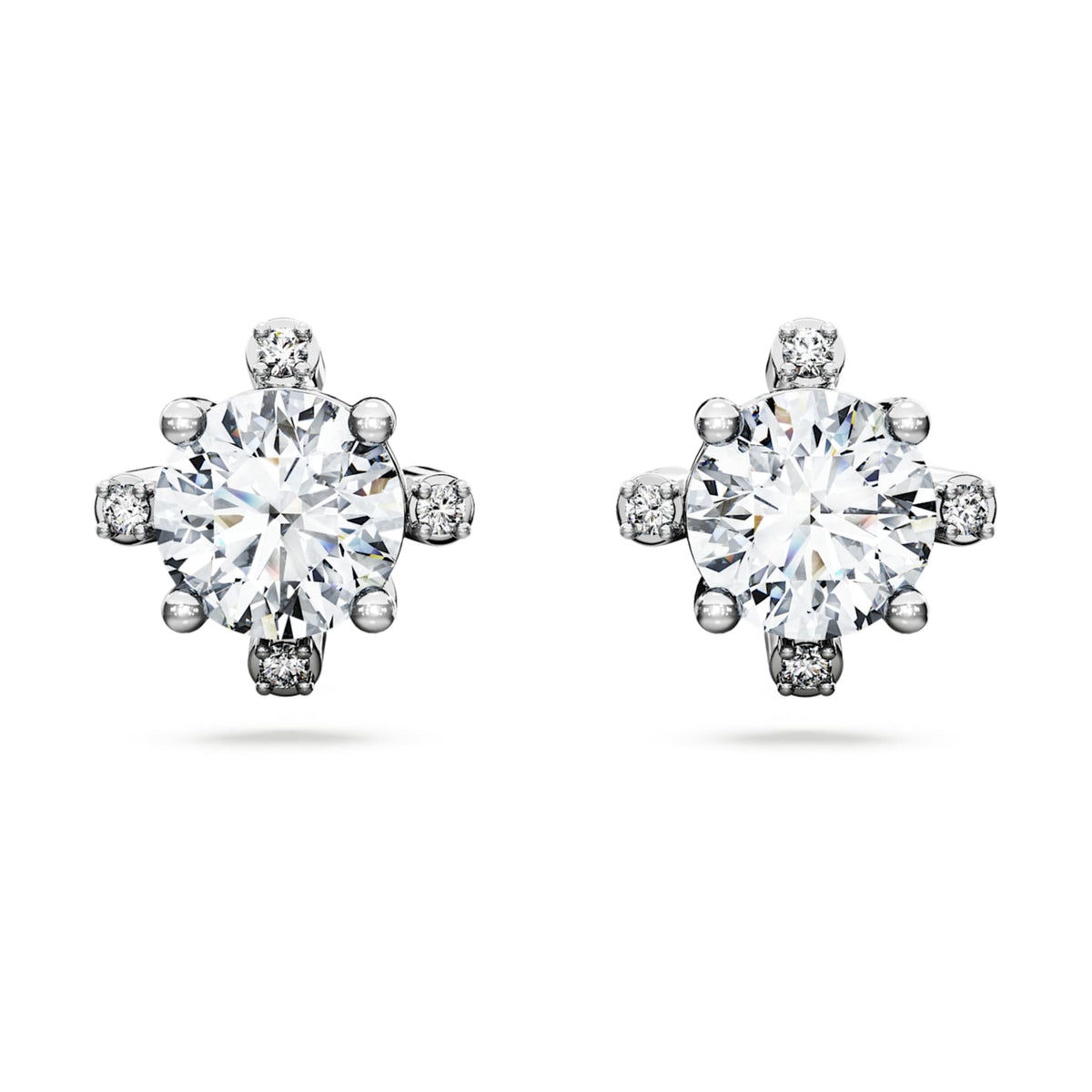 Swarovski Galaxy stud earrings Lab-grown diamonds 2.1 ct tw, Round shape, 14K white gold