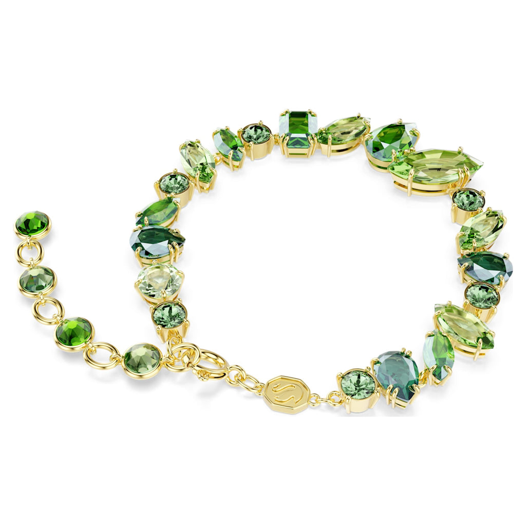 Swarovski Gema bracelet with green mixed-cut accents and an 18K gold finish