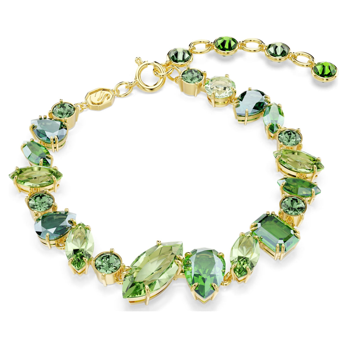 Swarovski Gema bracelet with green mixed-cut accents and an 18K gold finish
