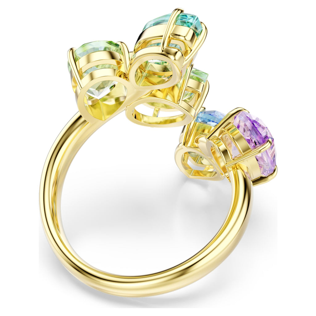 Swarovski Gema cocktail ring with multicolored mixed-cut accents and an 18K gold finish