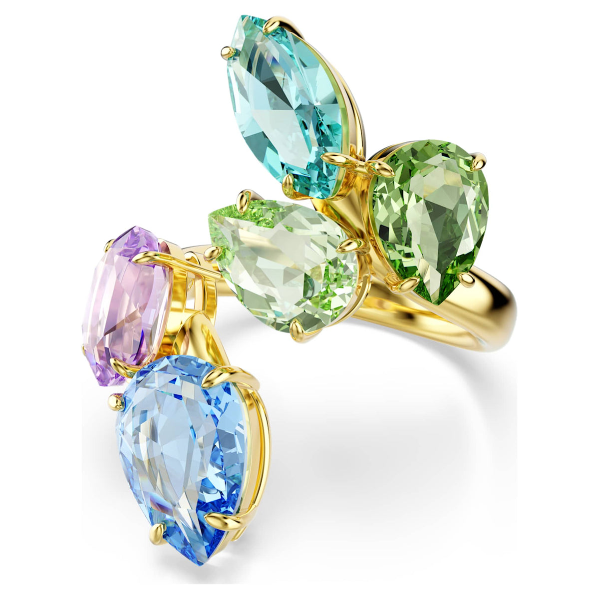 Swarovski Gema cocktail ring with multicolored mixed-cut accents and an 18K gold finish