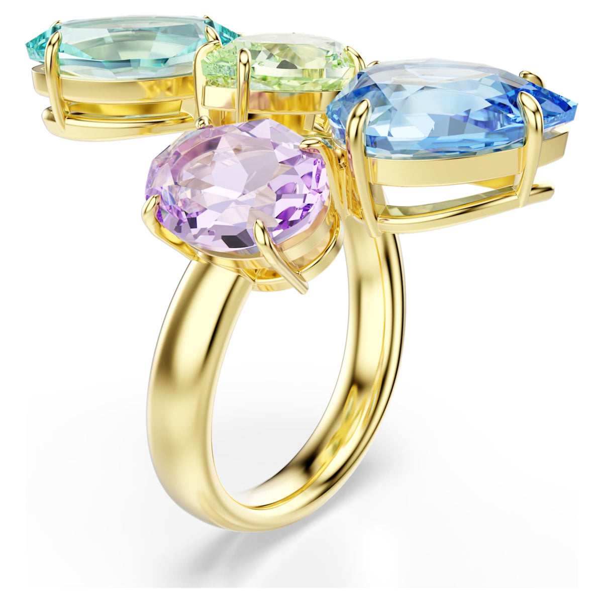 Swarovski Gema cocktail ring with multicolored mixed-cut accents and an 18K gold finish