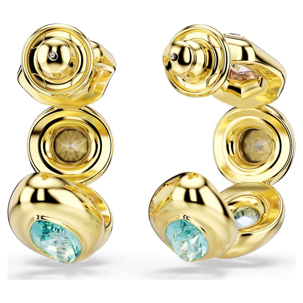 Swarovski Gema hoop earrings with multicolored mixed-cut accents and an 18K gold finish