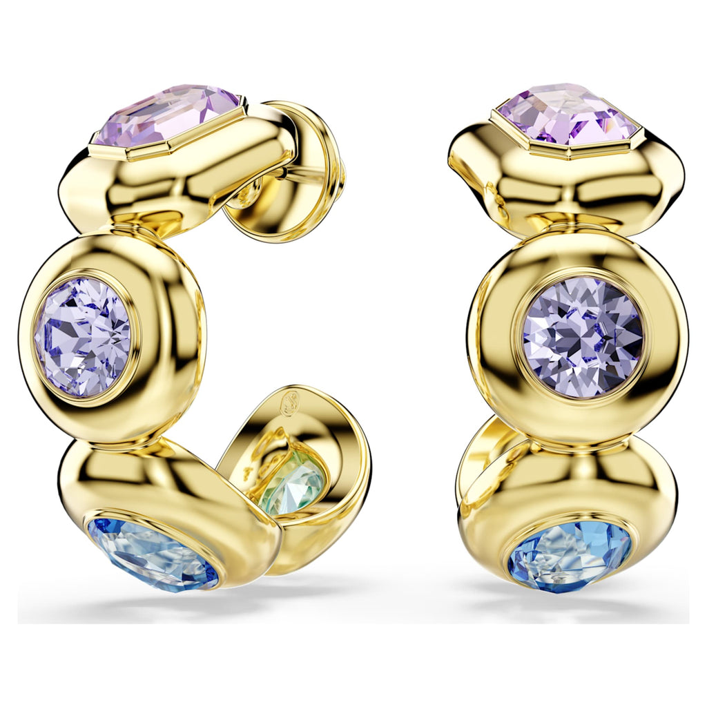 Swarovski Gema hoop earrings with multicolored mixed-cut accents and an 18K gold finish