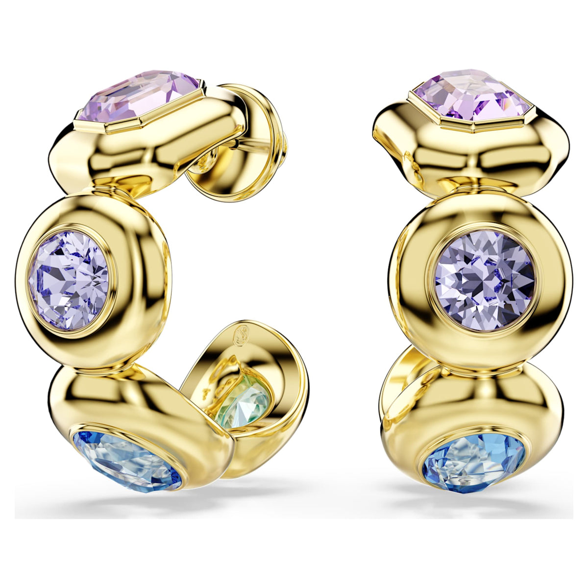 Swarovski Gema hoop earrings with multicolored mixed-cut accents and an 18K gold finish