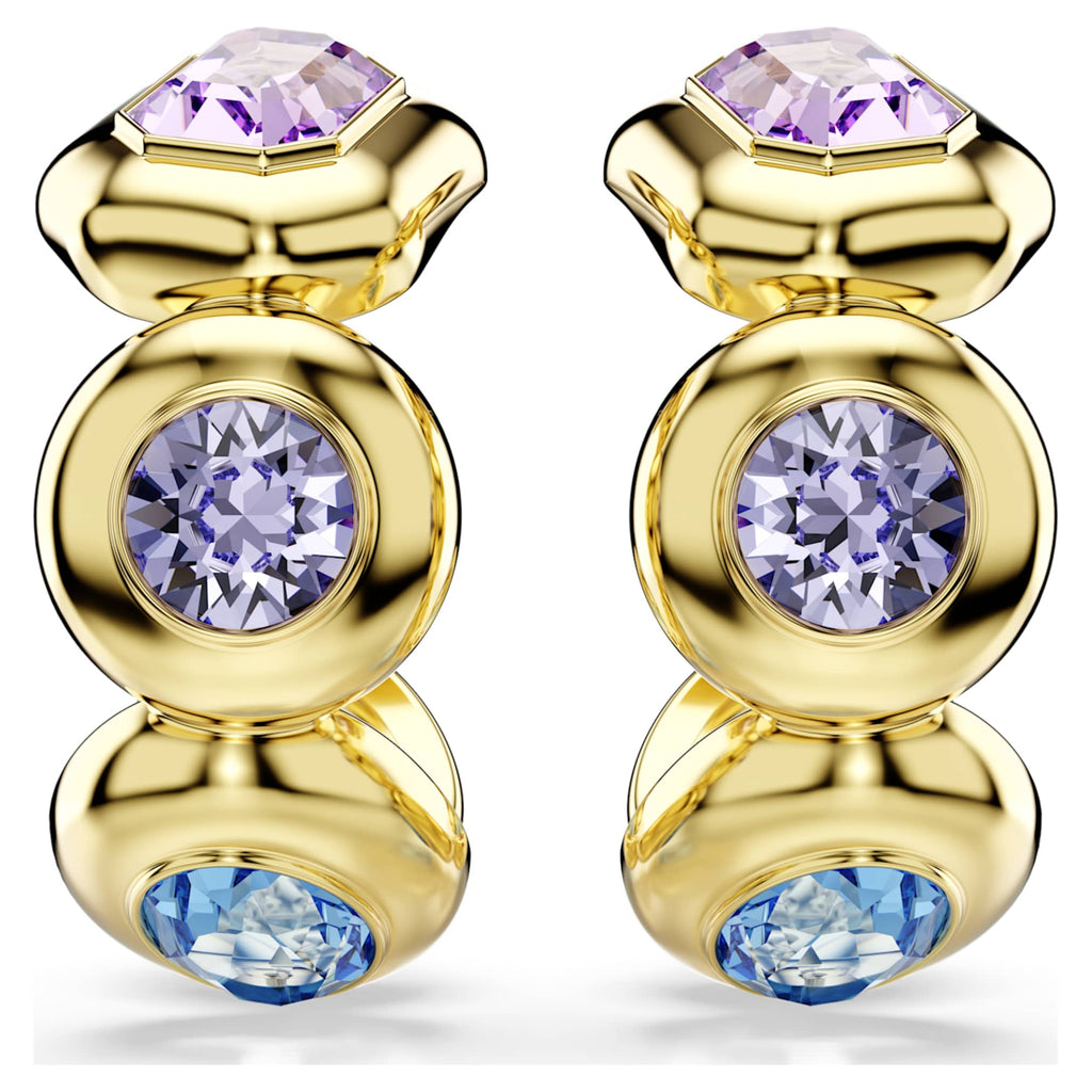 Swarovski Gema hoop earrings with multicolored mixed-cut accents and an 18K gold finish