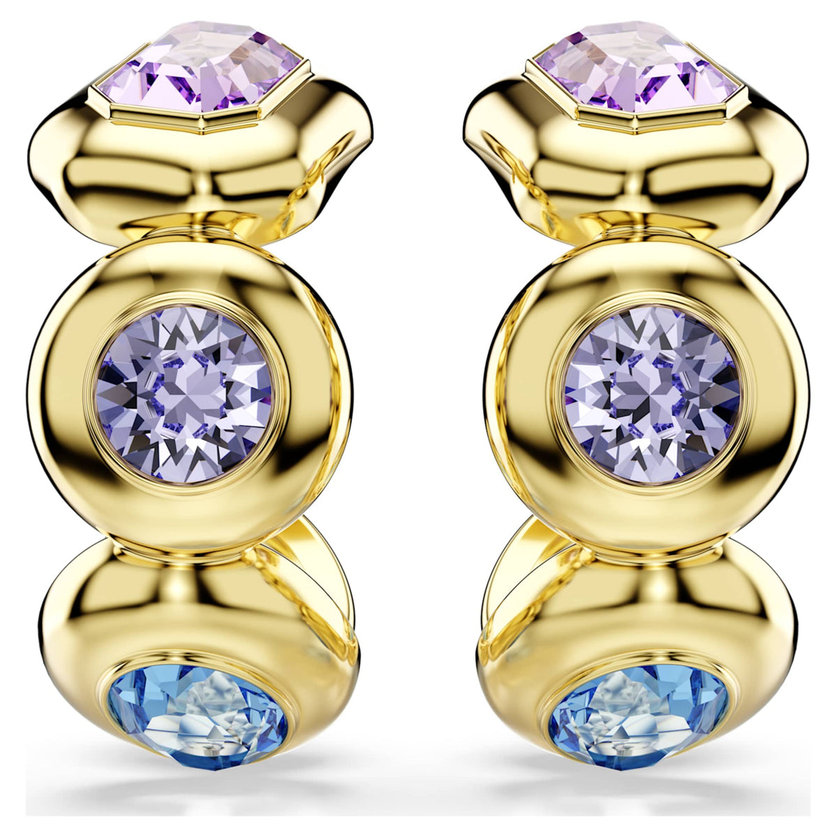 Swarovski Gema hoop earrings with multicolored mixed-cut accents and an 18K gold finish