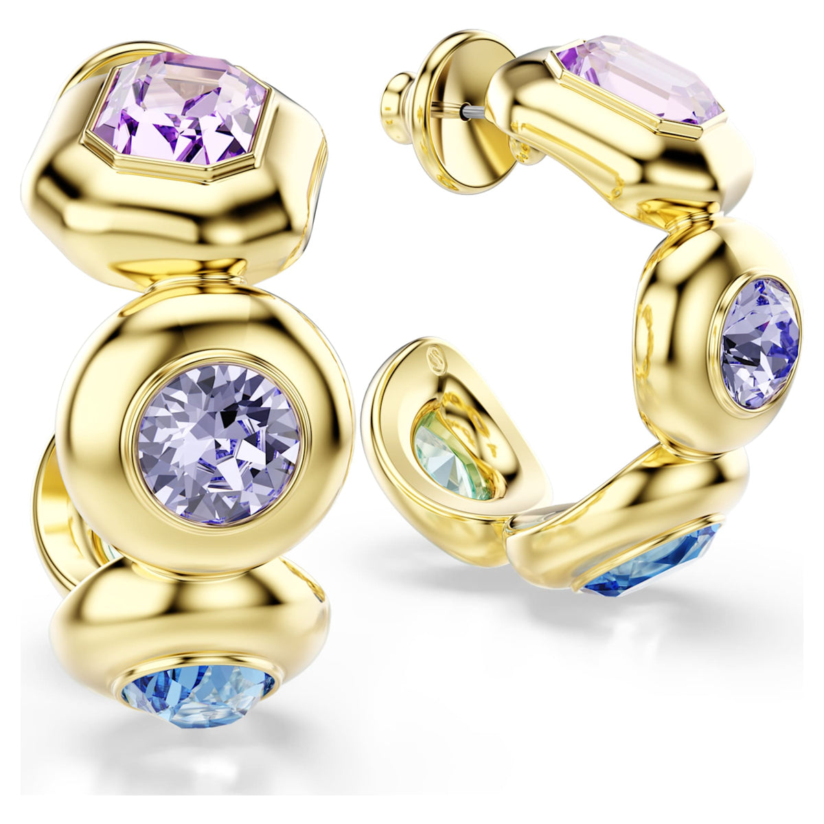 Swarovski Gema hoop earrings with multicolored mixed-cut accents and an 18K gold finish