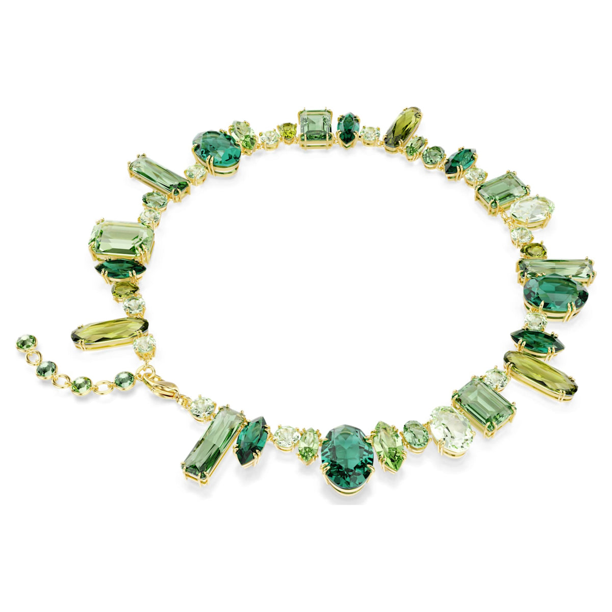 Swarovski Gema necklace with green mixed-cut accents and an 18K gold finish