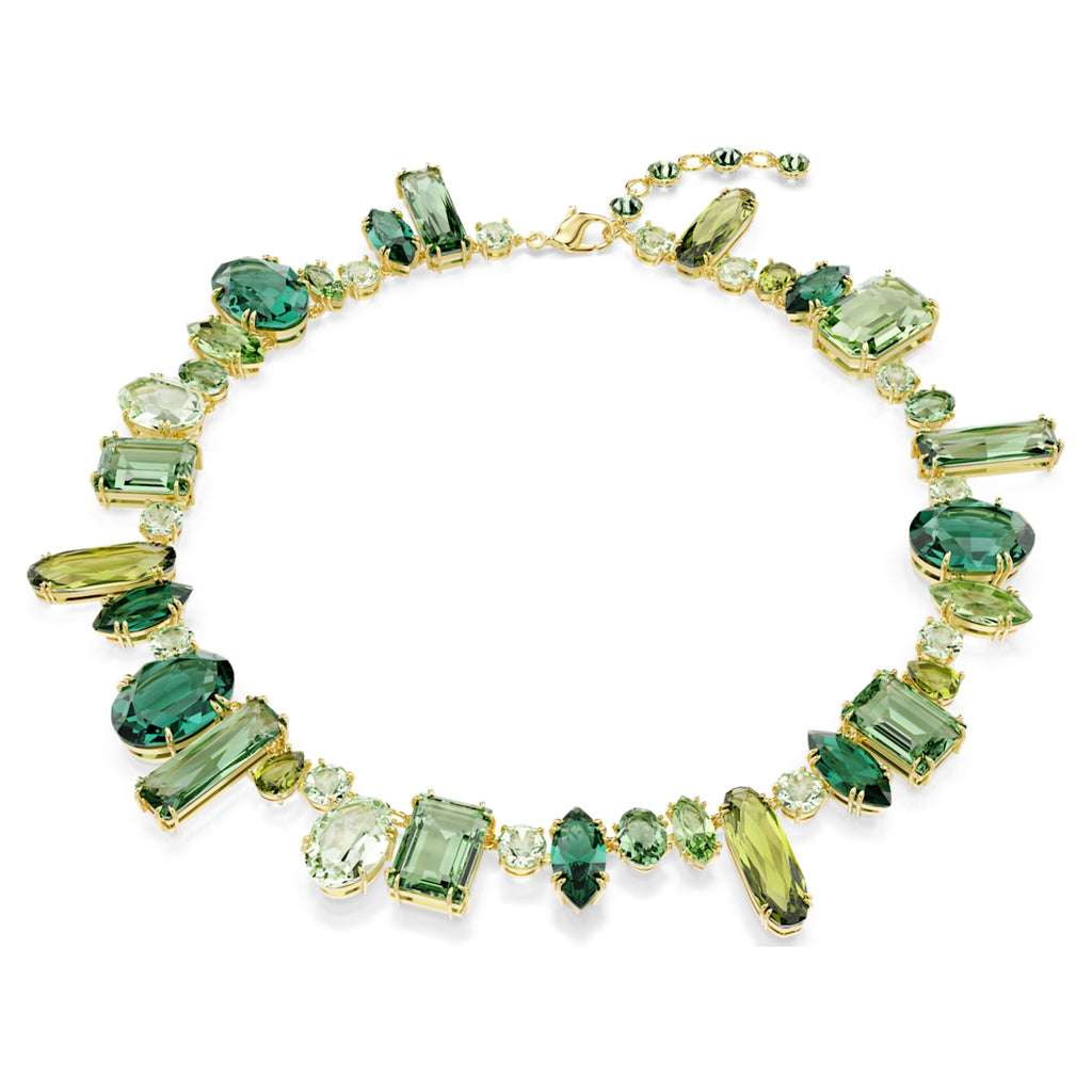 Swarovski Gema necklace with green mixed-cut accents and an 18K gold finish