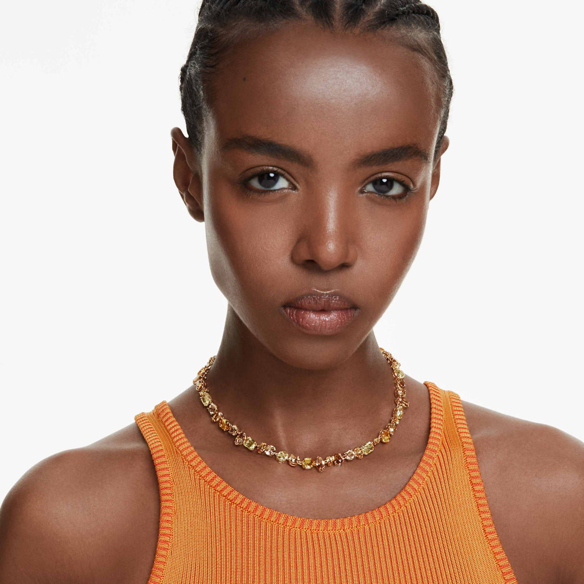 Swarovski Gema necklace with yellow mixed-cut accents and an 18K gold finish