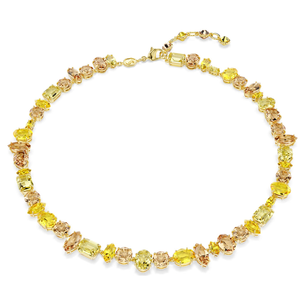 Swarovski Gema necklace with yellow mixed-cut accents and an 18K gold finish