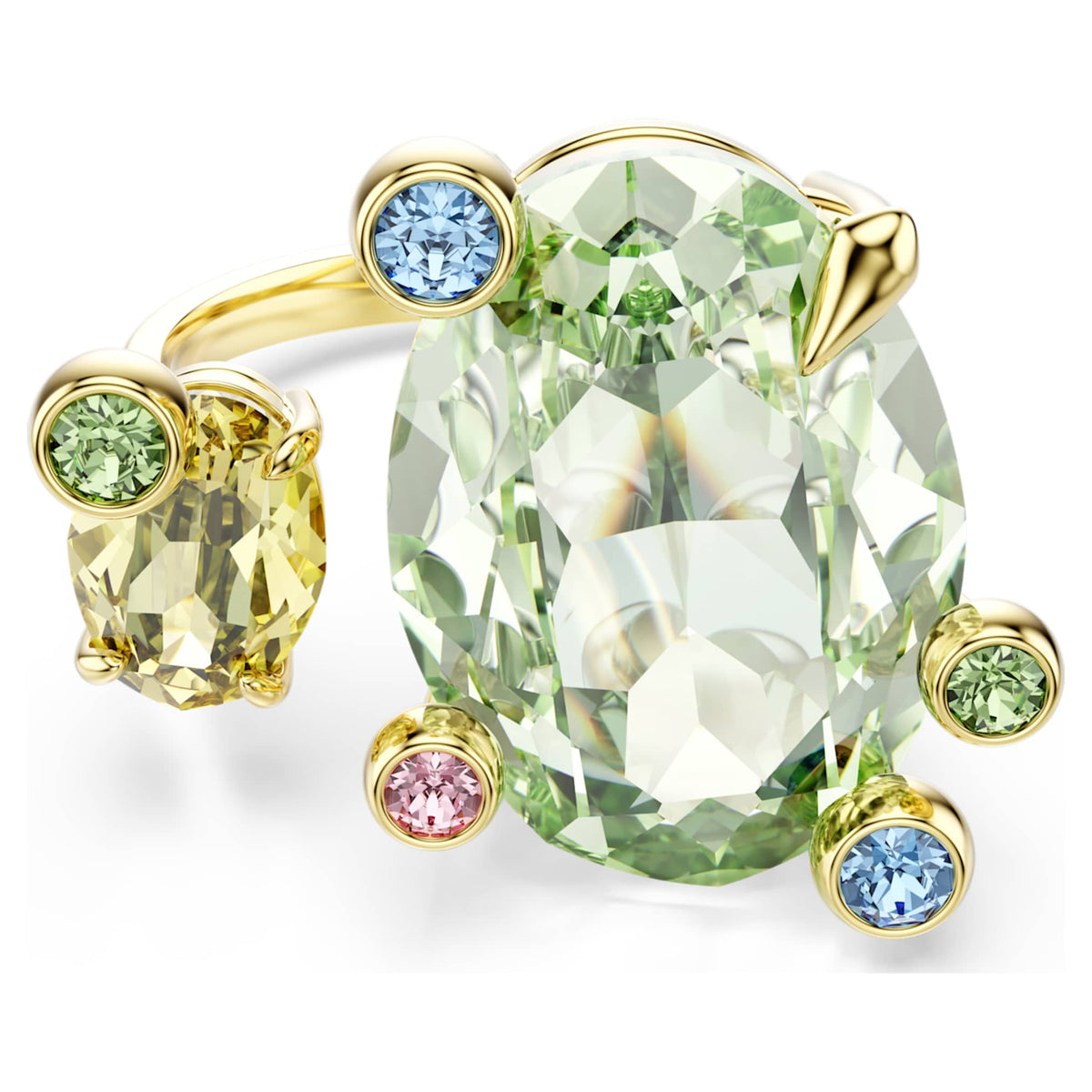 Swarovski Gema open ring with multicolored mixed-cut accents and an 18K gold finish