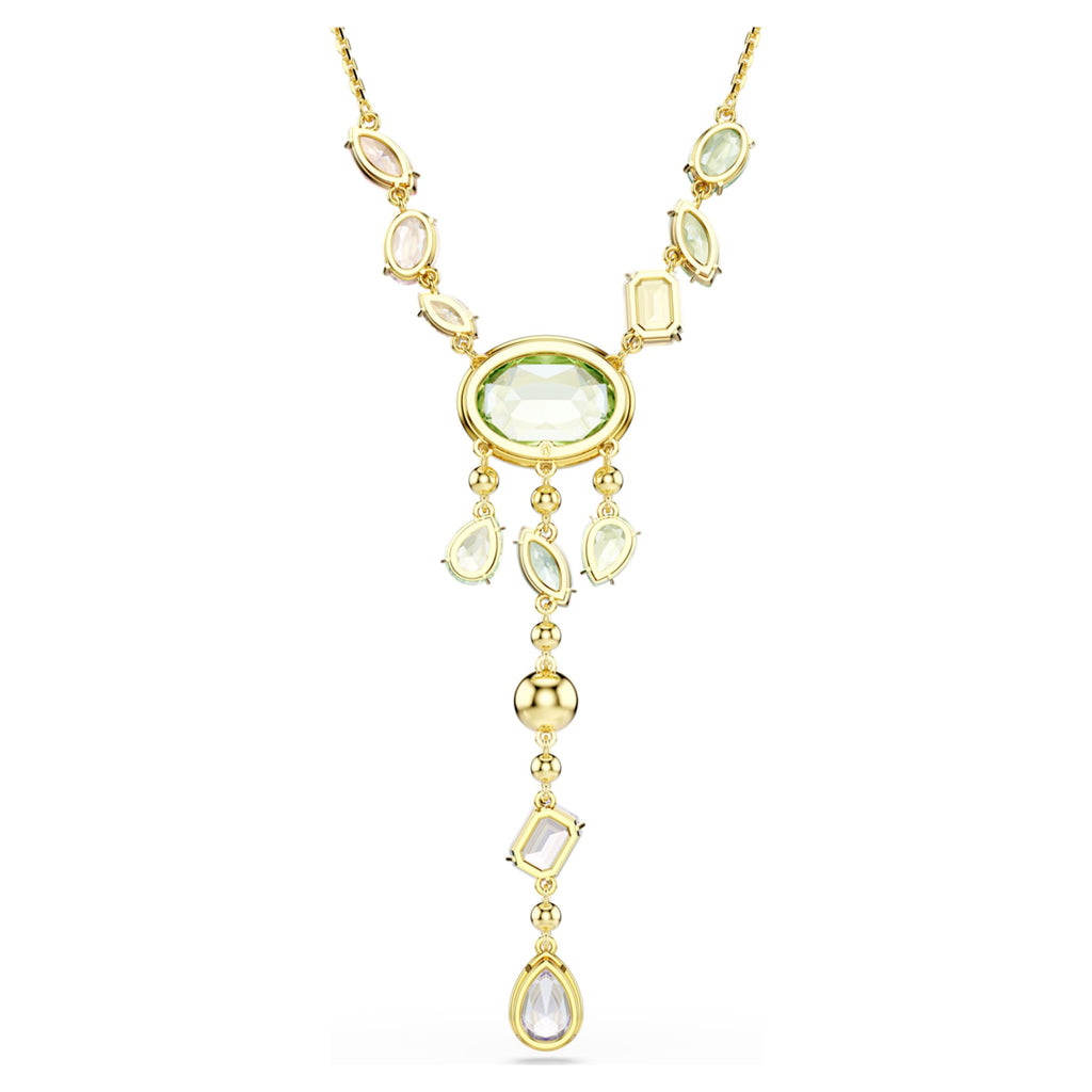 Swarovski Gema Y necklace with multicolored mixed-cut accents and an 18K gold finish