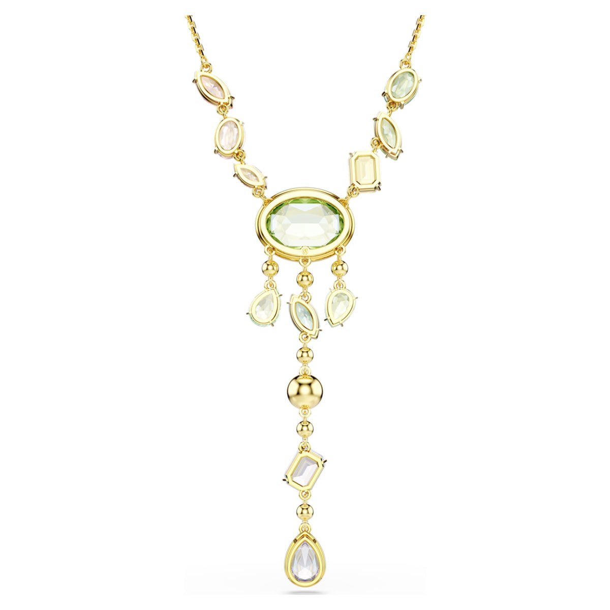 Swarovski Gema Y necklace with multicolored mixed-cut accents and an 18K gold finish