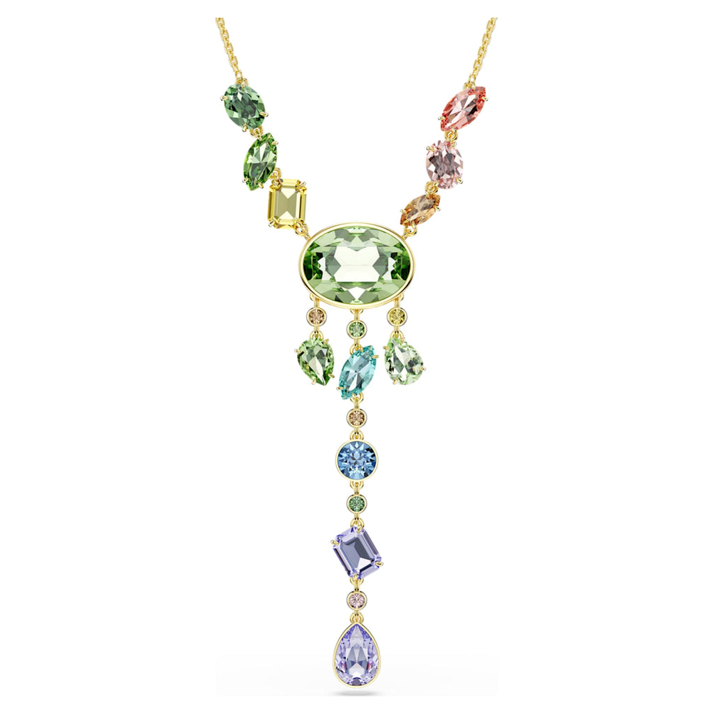 Swarovski Gema Y necklace with multicolored mixed-cut accents and an 18K gold finish