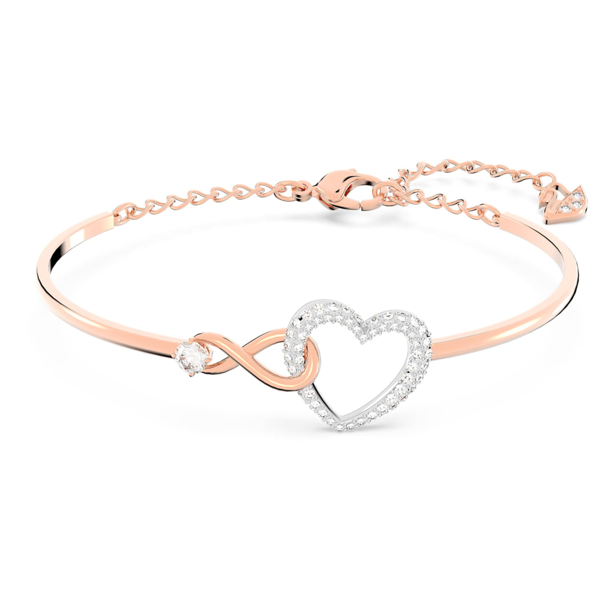 Swarovski Hyperbola bangle Infinity and heart, White, Mixed metal finish