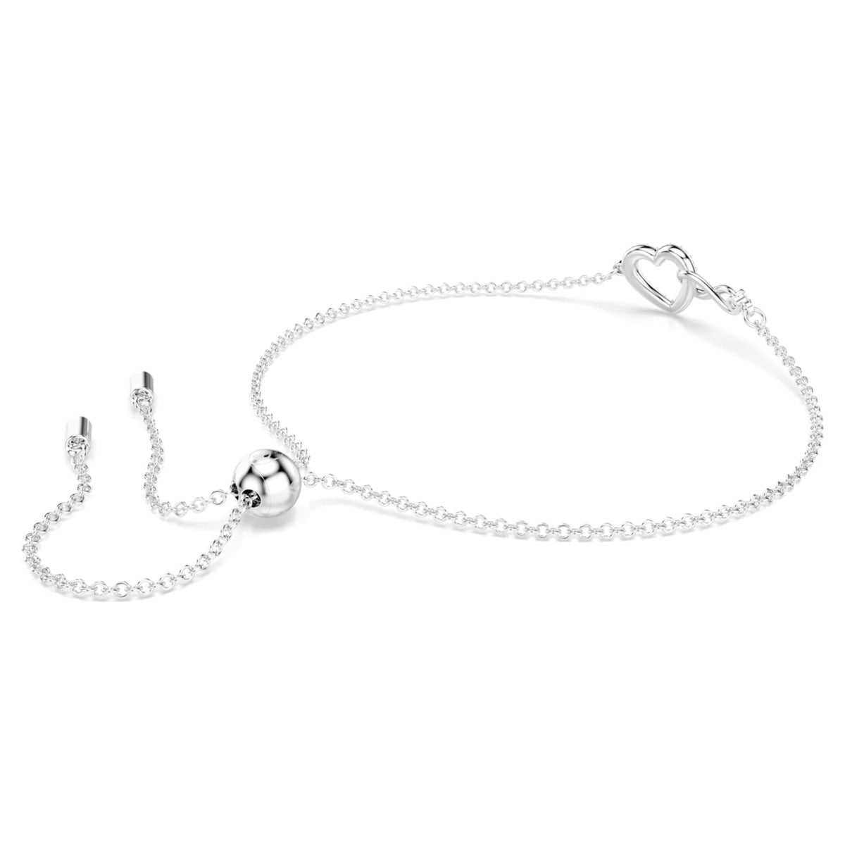 Swarovski Hyperbola bracelet Infinity and heart, White, Rhodium plated